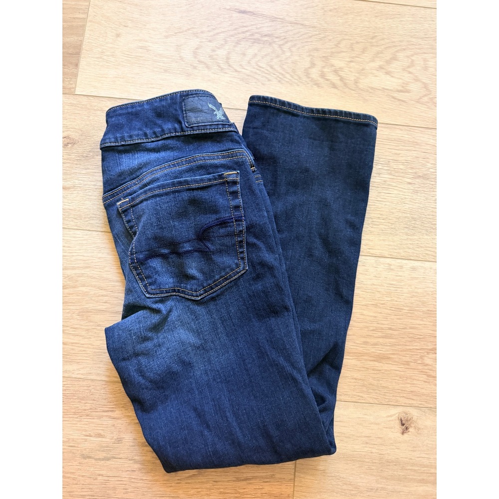 American Eagle Artist Crop Jeans 2 Regular Dark Wash Low Rise Super Stretch